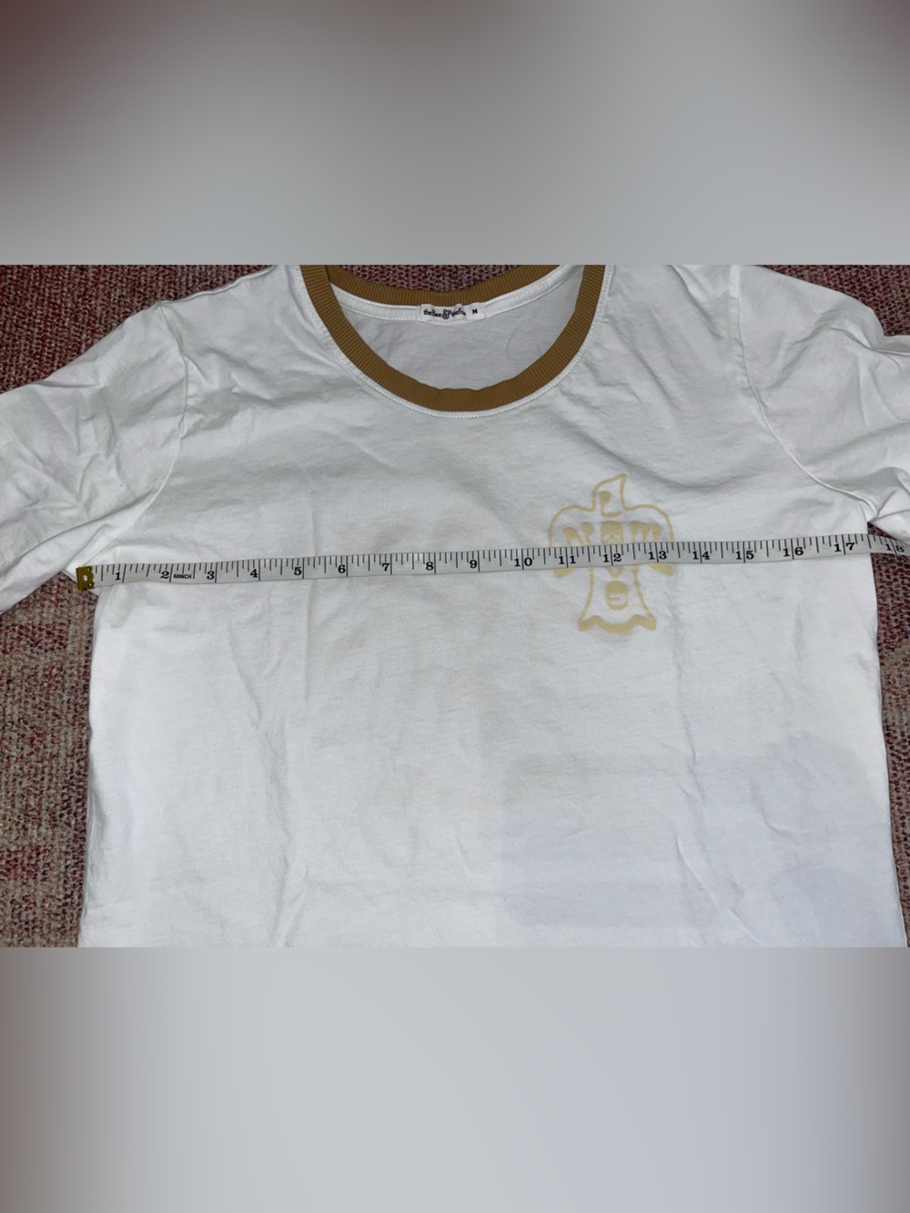 The Bee and the Fox Love Now peace bird white and Tan Ringer tee size medium - Picture 3 of 6